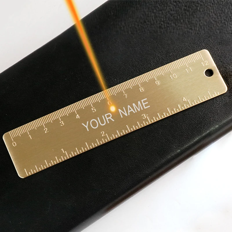 Customized Name Straight Copper Ruler Centimeter Scale Metric Precision Measuring Tool School Office Supplies Gift Stationery