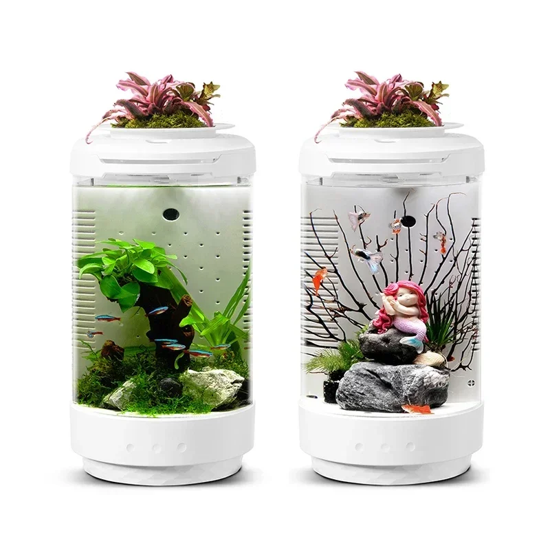 Fish Desk Top USB Small Planted Tank Automatic LED Light Office 1 Gallon Betta Aquarium Carefree