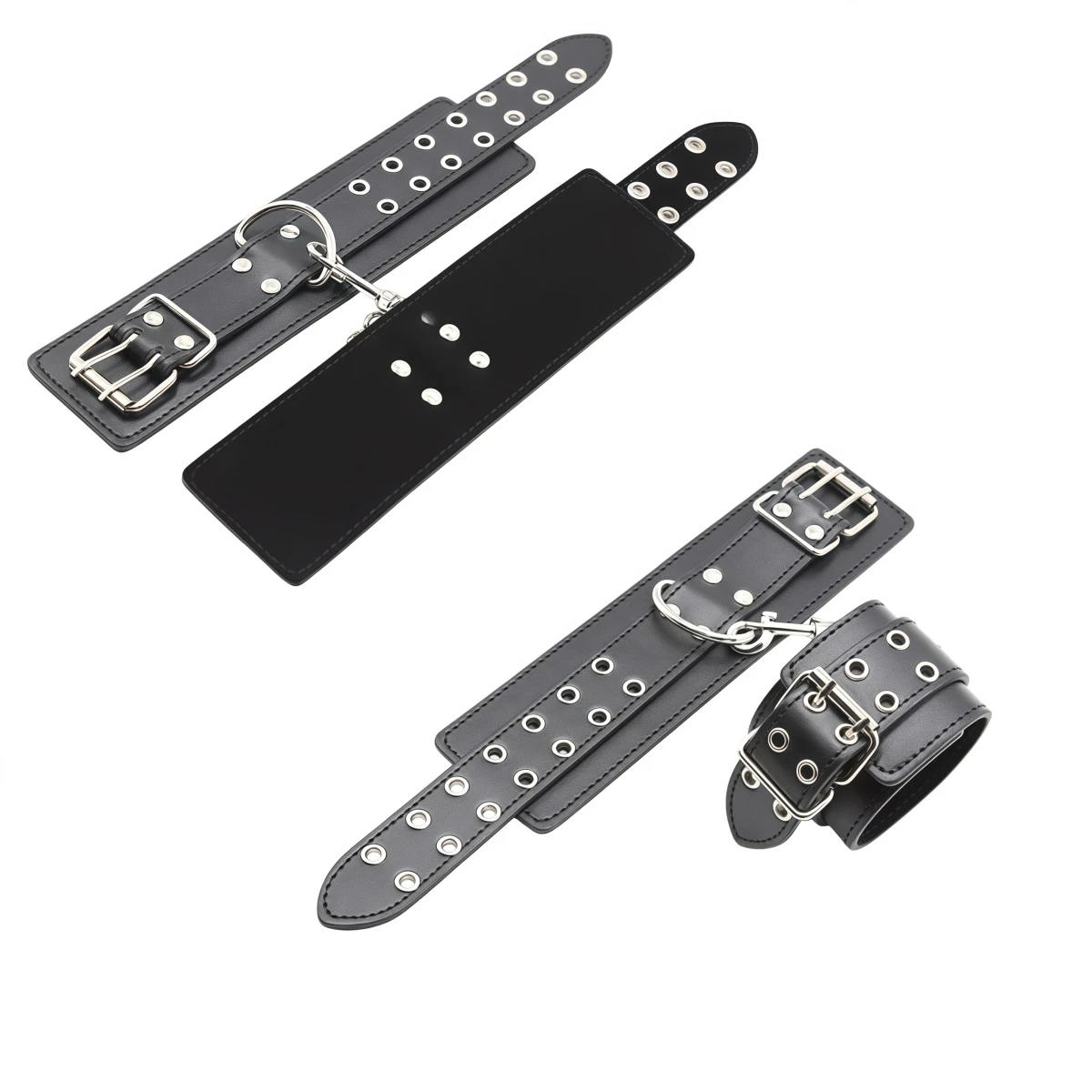 أصفاد وأصفاد من جلد البولي يوريثان الأسود أزياء لعبة ربط الحفلات مناسبة لإكسسوارات الأزياء التنكرية دعائم المسرح