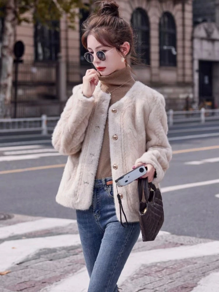 

Осень-зима 202, Новое поступление, женская короткая куртка из искусственного меха, модная повседневная верхняя одежда в стиле Харадзюку во французском стиле