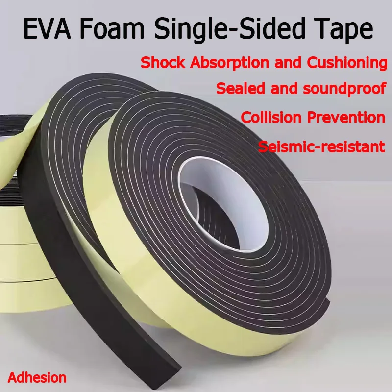 شريط سميك من إسفنج EVA أسود من جانب واحد للأبواب والنوافذ، عازل للصوت، ختم مقاوم للغبار، صدمة ميكانيكية وتأثير #2
