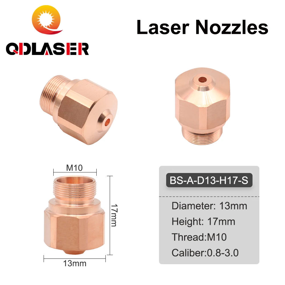 

QDLASER OEM K Series Dia.13mm Laser Nozzles Single Layer Thread M10 Caliber 0.8-3mm for Fiber Laser Cutting Head