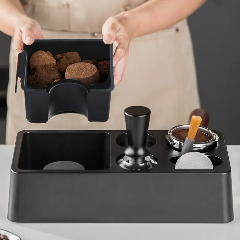 Coffee Tamper Station 51/53/58mm ABS Coffee Portafilter Rack Distributor Holder Coffee Ground Knock Box Espresso Storage Base