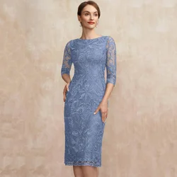 Yipeisha squisiti abiti blu per la madre della sposa 2024 abiti corti per la madre in pizzo lunghezza tè abiti da festa di nozze personalizzati