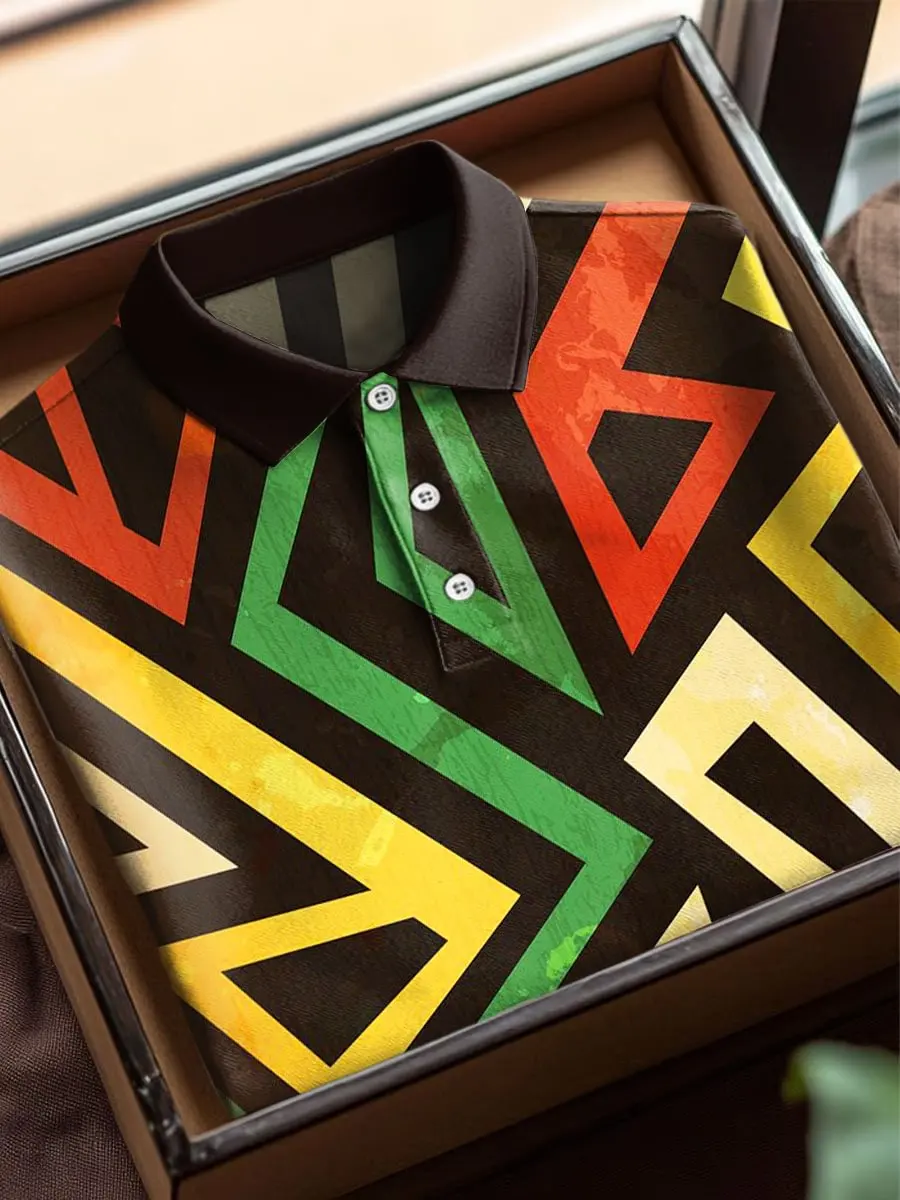 

Colorful Abstract Geometric Art Print Casual Short Sleeve Polo Shirt Men‘s Polo Shirt