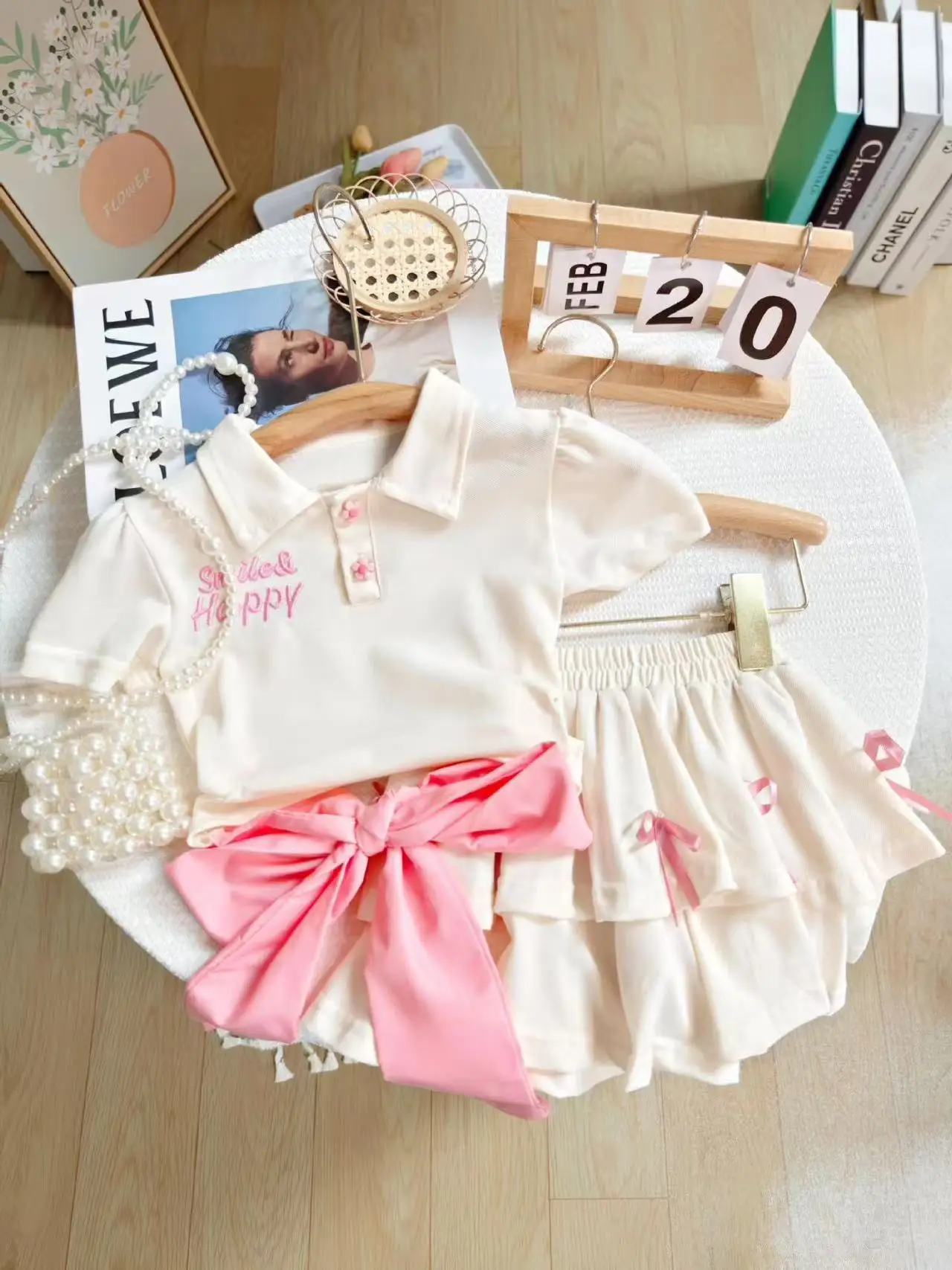 

2025 New Baby Girl Cute Bow Polo Shirt+ Half Skirt Sports Casual Set Fashion Kids Outfit