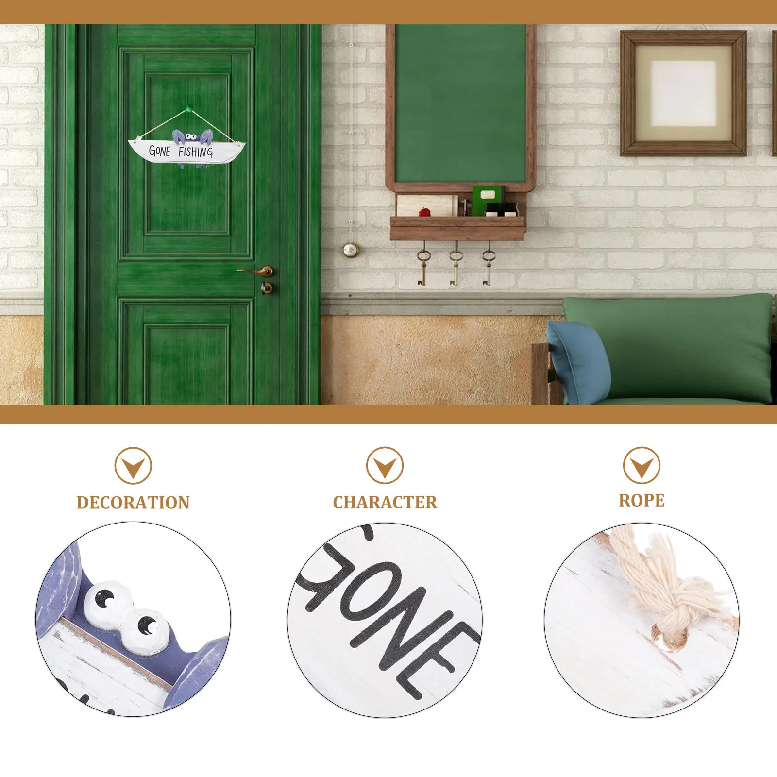 

1Pcs Crab Welcome Hanging Sign Mediterranean Style Small Wooden Door Decor Hanging Board Wall Pendant Porch Entry