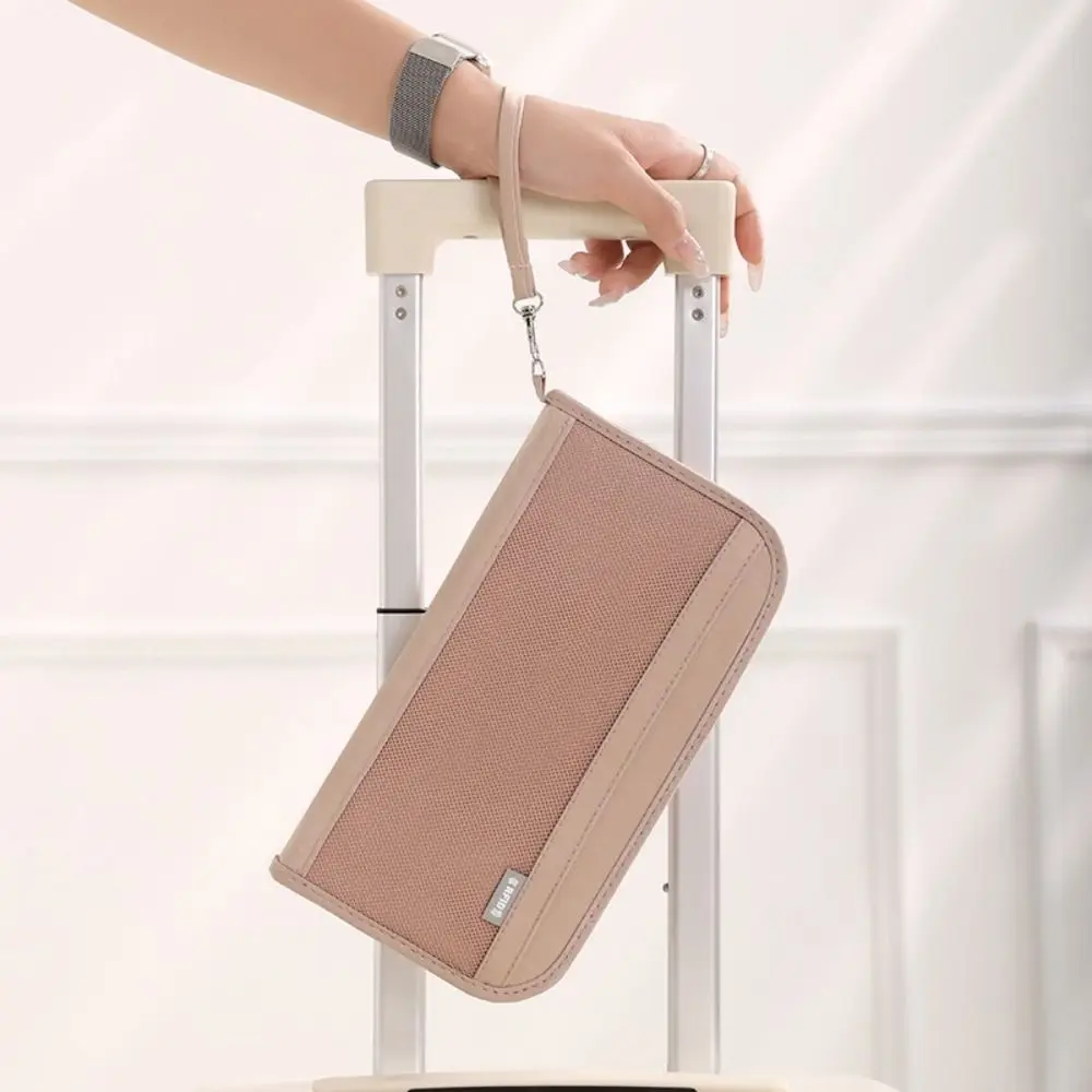 

Multifunctional Card Holder Anti Theft with Zipper Business Passport Bag Document Storage Large Capacity ID Card Protector