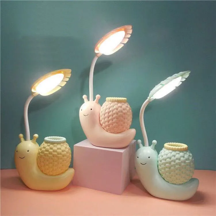 Cute Cartoon Snails Eye Protection Energy-saving Reading Lamp USB Charging Sleeping Night Light LED Table Lamp For Kids Gift