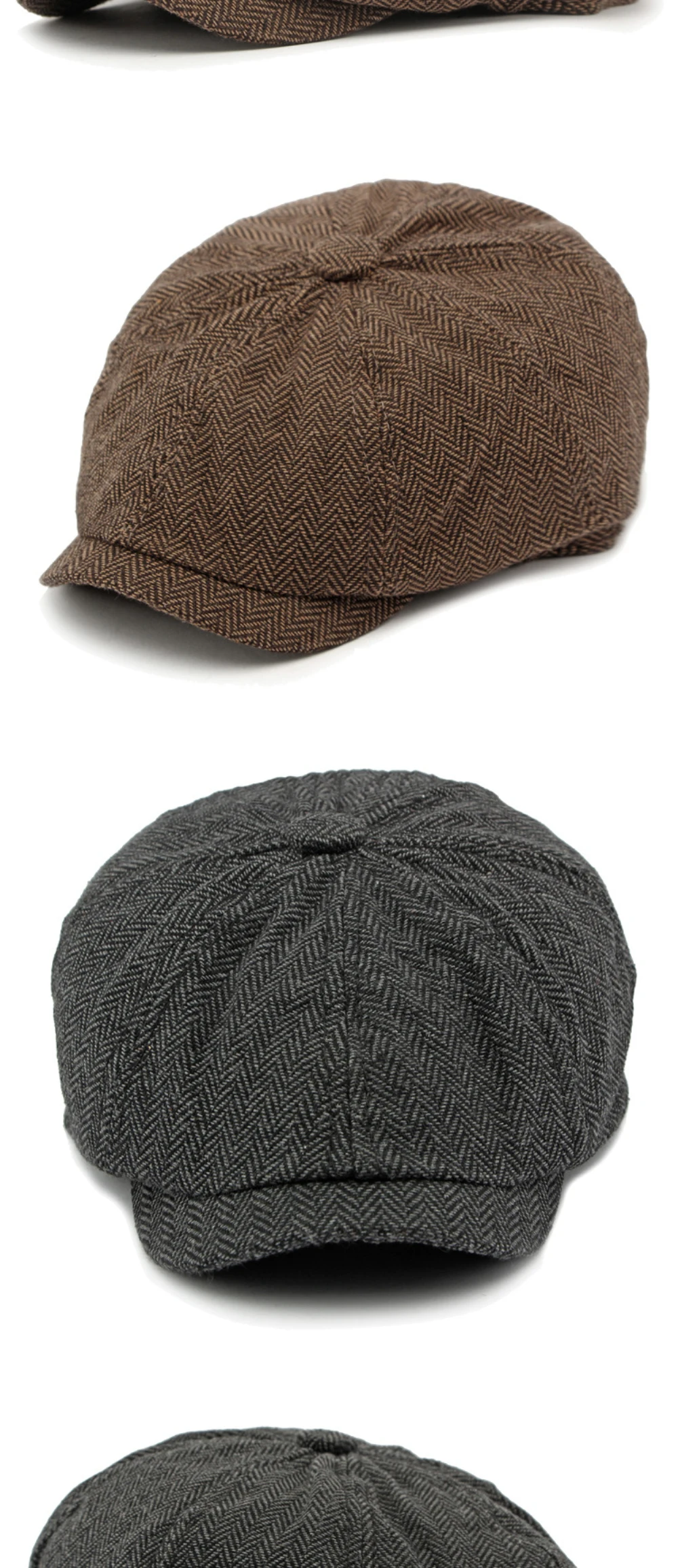 HT4608 Baskenmützen für Männer und Frauen, Künstler- und Maler-Baskenmütze, achteckige Baskenmütze, gestreifte Ivy-Flachmütze für Herren und Damen, Baskenmützen für Frühling, Herbst und Winter. – Detail 11