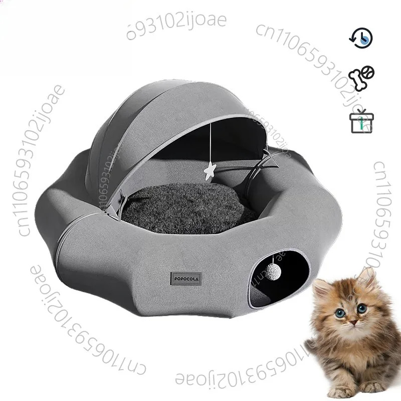 Cat Tunnel Nest Canvas Donut Channel Cat Toy Crawl Escape Sleep Dragon Maze Drilling Pet Toy