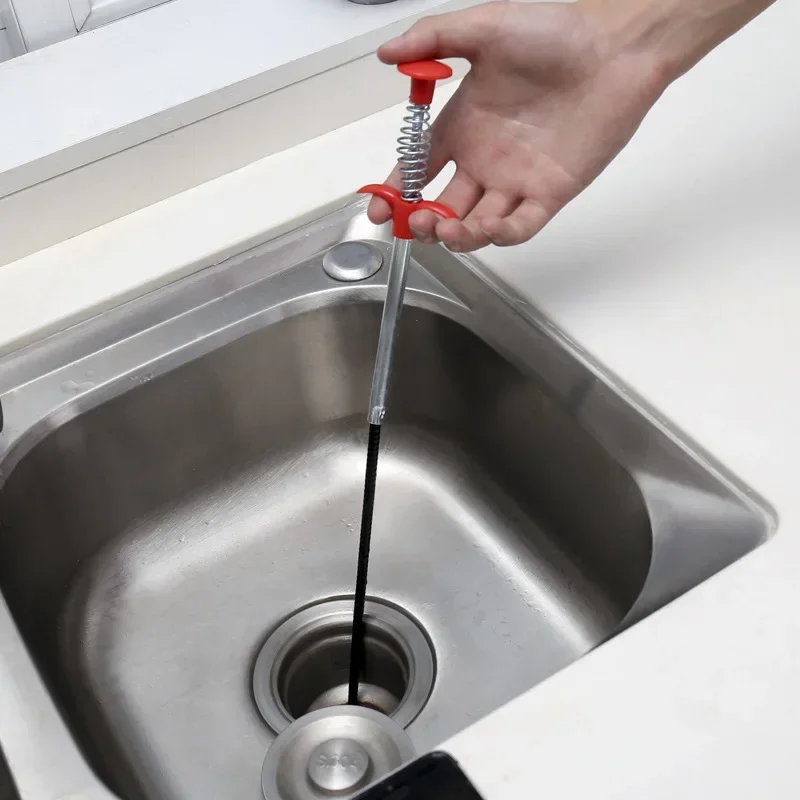 90cm Spring Pipe Dredging Tools Sink Sewer Hair Catcher Kitchen Sink Cleaning Tools Clog Remover Drain Relief Auger Cleaner Tool