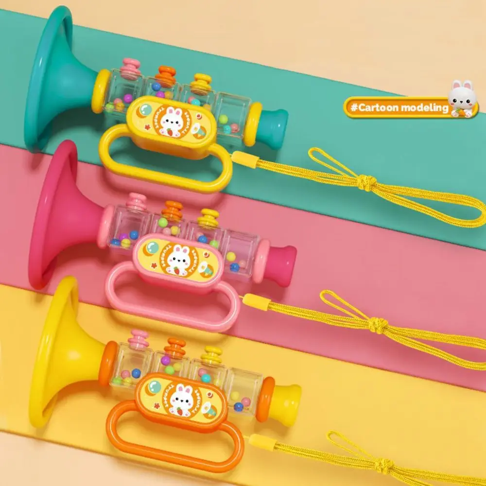 Early Learning Mini Blowing Trumpet with Hanging Rope Speech Enhancement Voice Changing Whistle Cartoon Rabbit