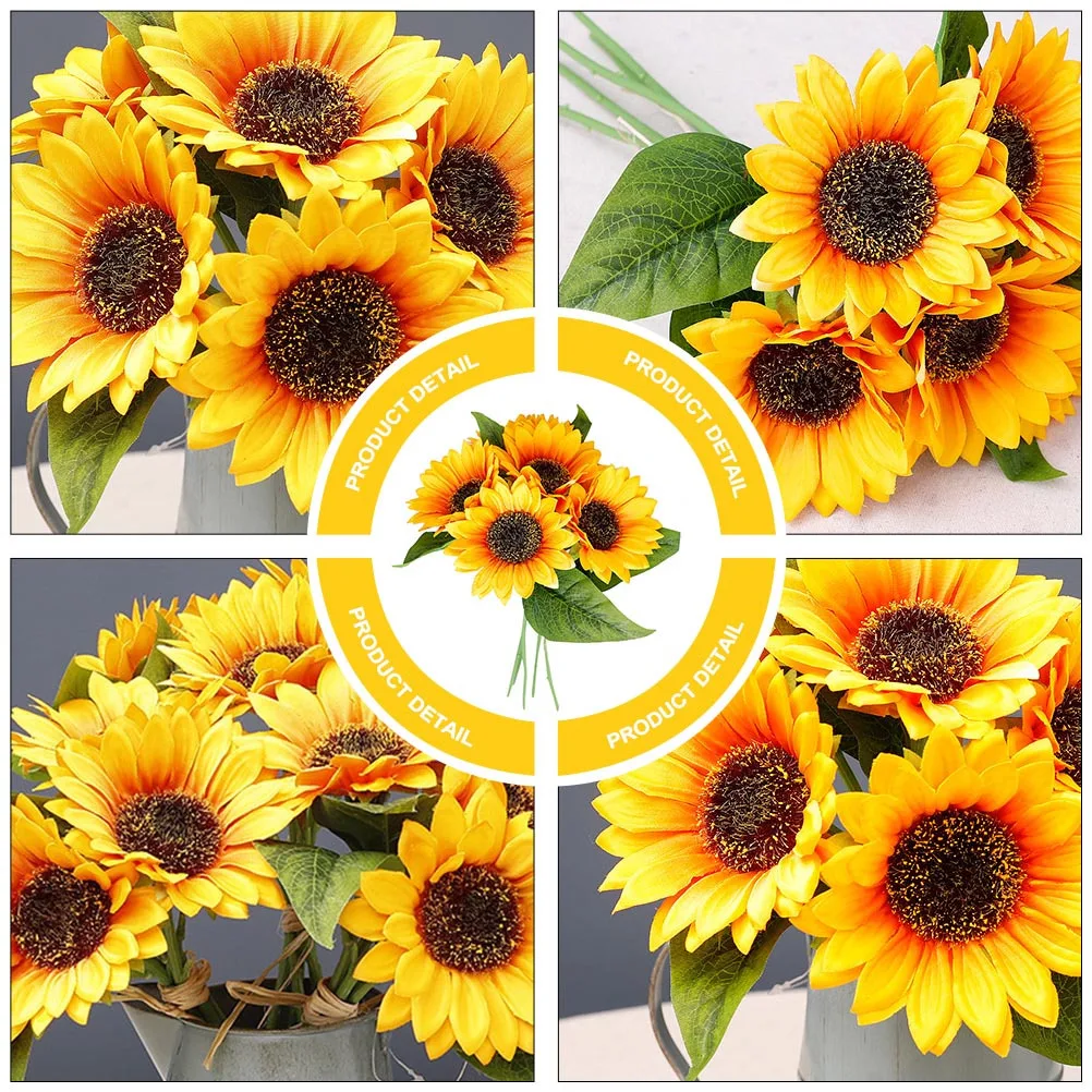 

2 Bunches Wedding Bridal Bouquet Simulation Sunflower Flower Arrangement Artificial Bouquet for Wedding Party Home Office Decor