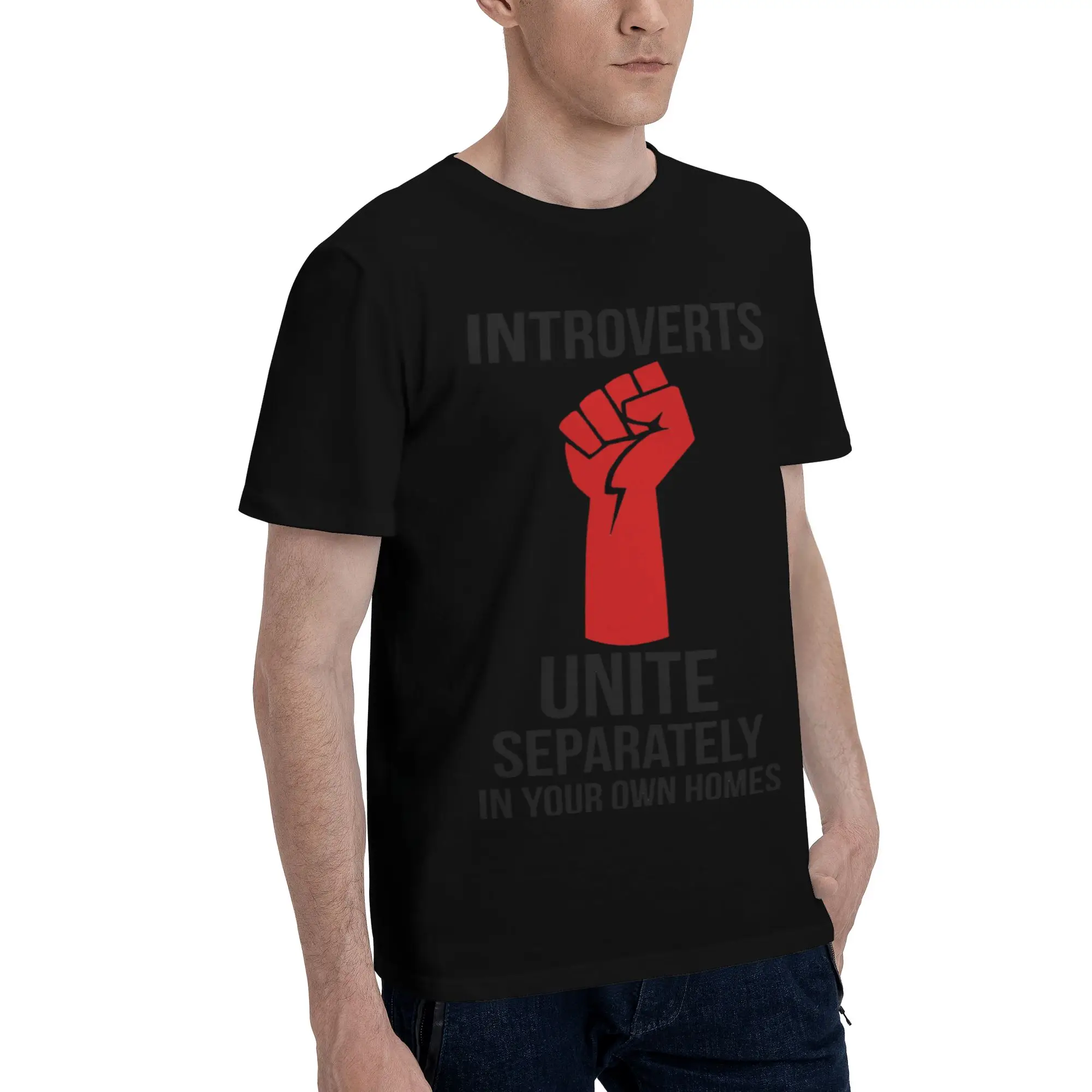 Introverts Unite Essential  Men T Shirts One Piece Funny Tee Shirt Short Sleeve Round Neck Cotton Graphic Printed Tops T-Shirt