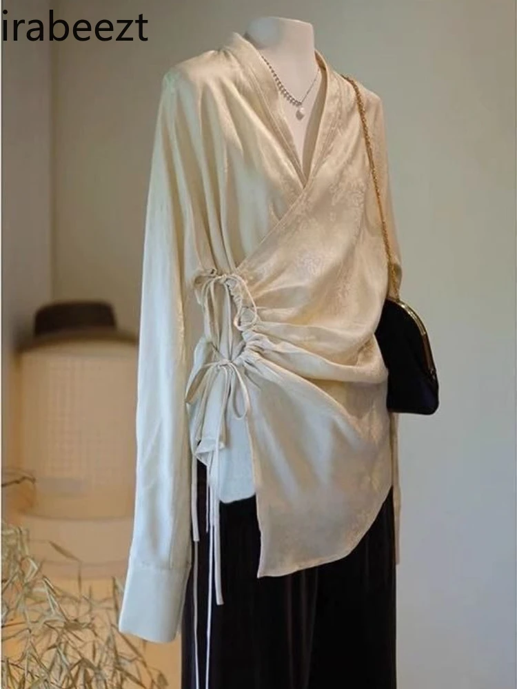 

2025 New Chinese Style Women's Blouse - Elegant Embroidery Mandarin Collar Vintage Boho Chic Spring Autumn Casual Tops