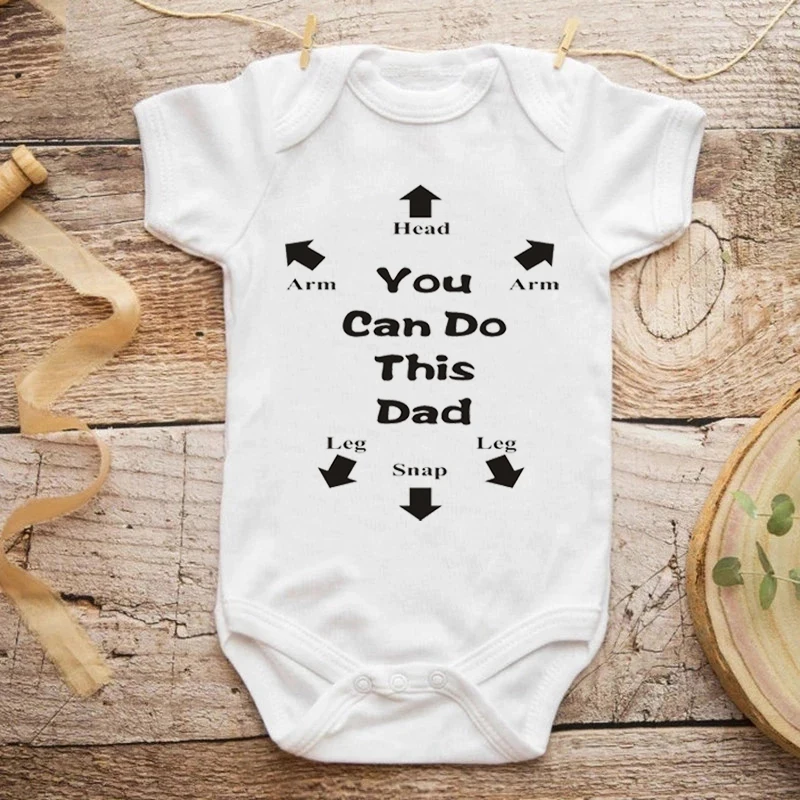 Dad You Can Do It Baby Bodysuit Newborn Baby Gifts for New Parents Cotton Babi Girl Romper Short Sleeve Baby Body Clothes