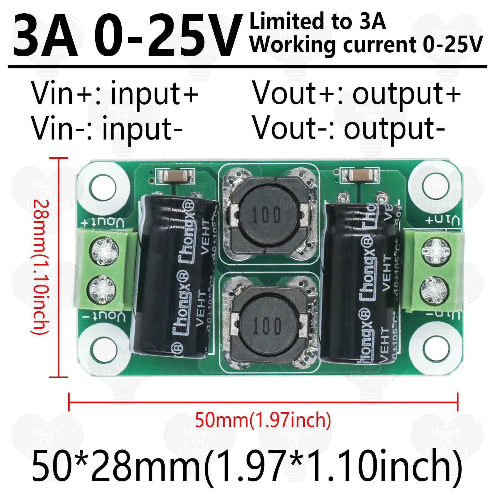 Picture 4: DC Power Filter Board 0-25V 0-50V 2A/3A/4A Class D Power Amplifier Module Interference Suppression Board EMI Suppression Board