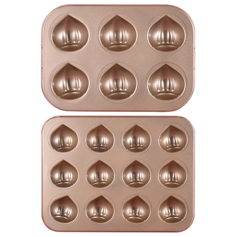 6/12 Cavities Chestnut Cake Pans Carbon Steel Material Cake Pans Baking Moulds Baking Pans Cake Pans Set for Cake Muffin