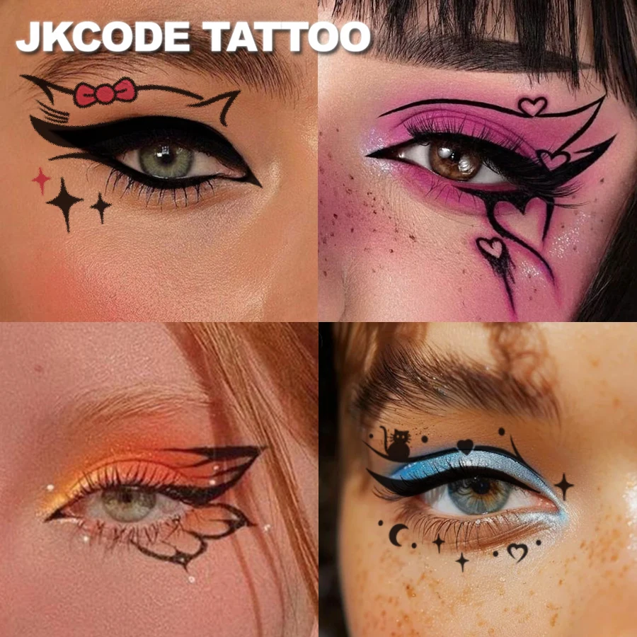 Ramadan-Party-Eye Shadow Tattoo Stickers-4 Types of Eyeshadow Sets Y2K&Ins Style Stickers-Colorful Leaf Mini Flowers&Heart-Shaped Moon Star Pattern Decorative Eyeliner and Eyeshadow Stickers-Fashion Party Makeup Tools-Diy Decorative Fake Tattoo Makeup Party Decoration