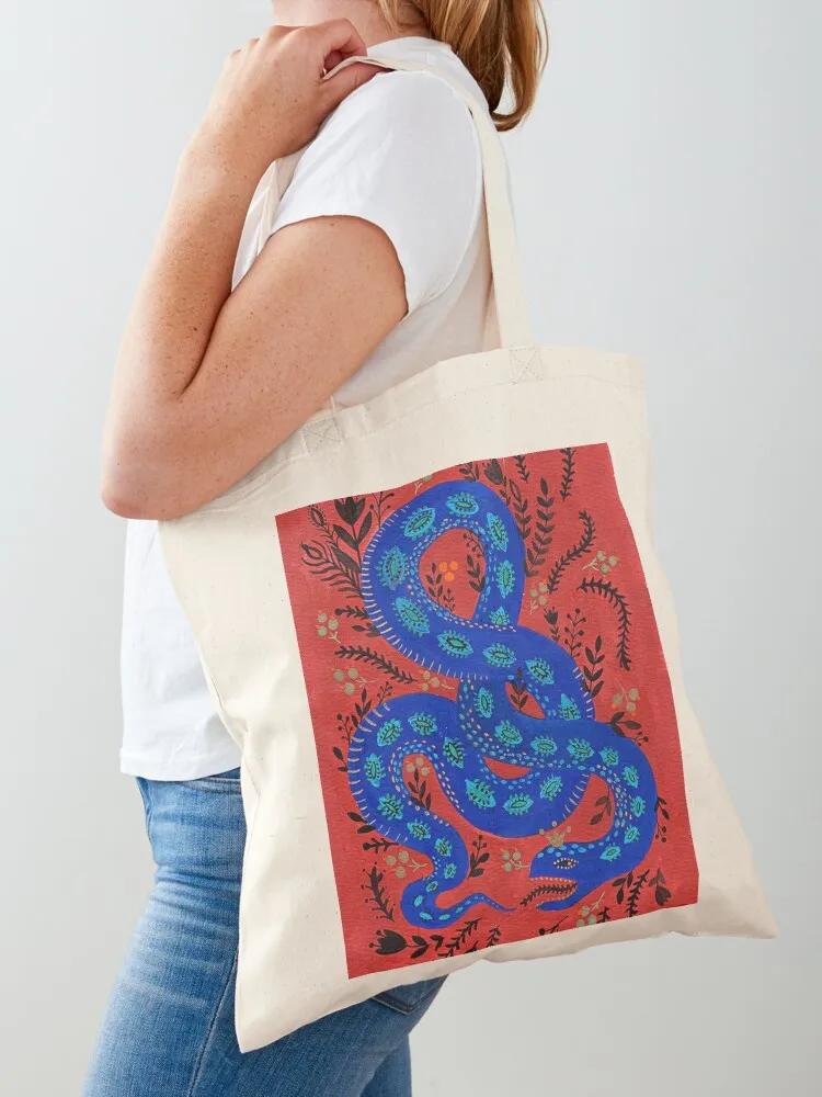 

Folk snake Tote Bag shopper bag women tote bag canvas tote bags bags woman 2025