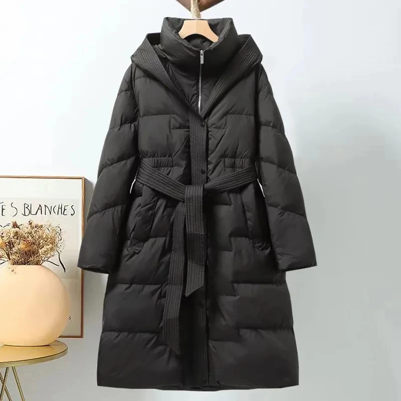 

Down Jacket For Womens 2023 New Parka Hooded Long White Duck Down Coat Warm Female Outerwear Trend High End Windproof Overcoat