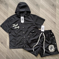 Saint Vanity Embroidered Short Sleeve Hooded Windbreaker - Casual Sporty Lightweight Jacket for Men & Women,Streetwear Outerwear