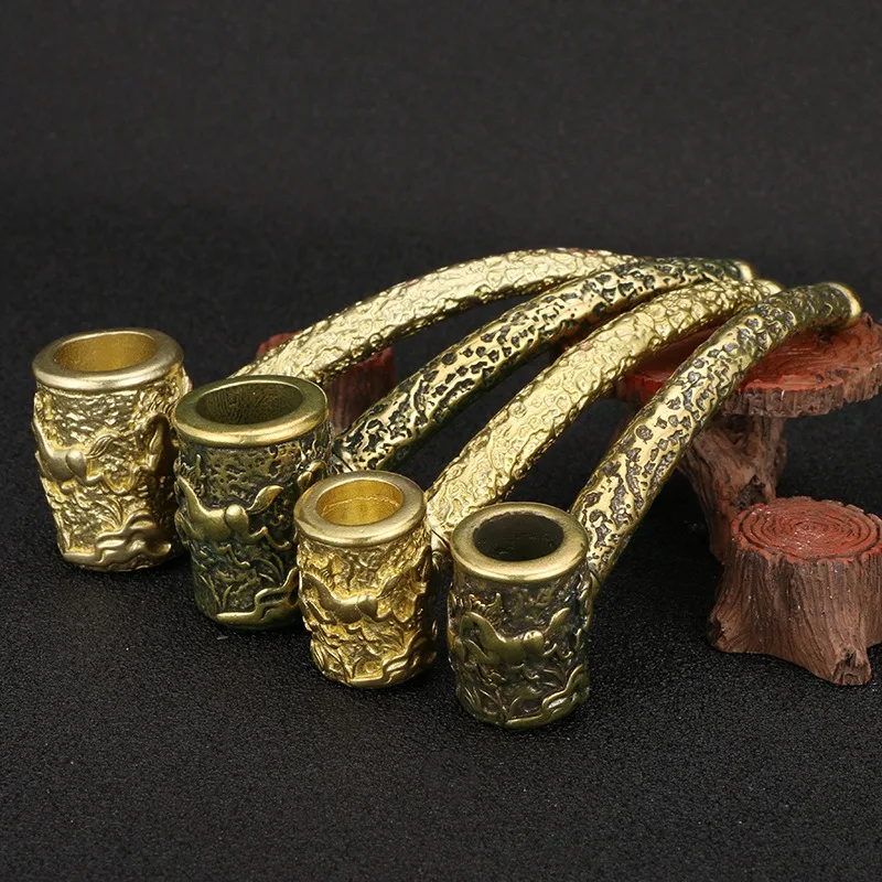 Pure Brass Tobacco Pipe Miniatures Figurines Decoration Crafts Copper Bronze Horse Sculpture Pipe Home Decor Desktop Ornaments