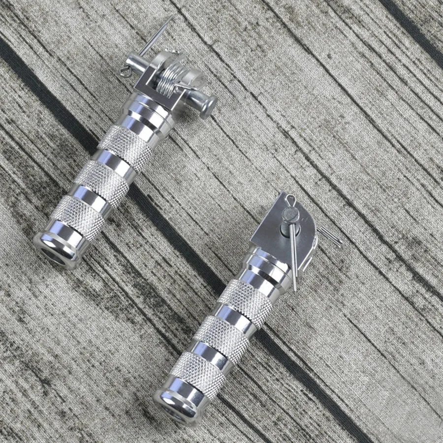 

2PCS Retro Vintage Motorcycle Foot Pedal Foot Silver Modified Universal CNC Aluminum Alloy