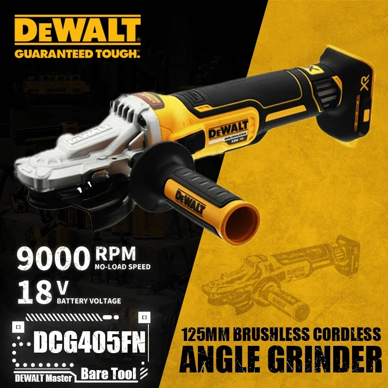 DEWALT DCG405FN 125MM Brushless Cordless Flat Head Angle Grinder 18V Lithium Power Tools 9000RPM Bare Tool