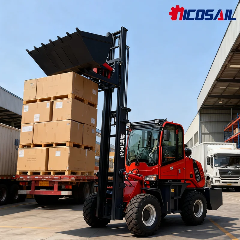 

Nicosail 4 тонны 4000 кг 4x4 4wd Дизельный вилочный погрузчик Высота подъема 3 м-7 м Вилочный погрузчик для всех внедорожных с креплением