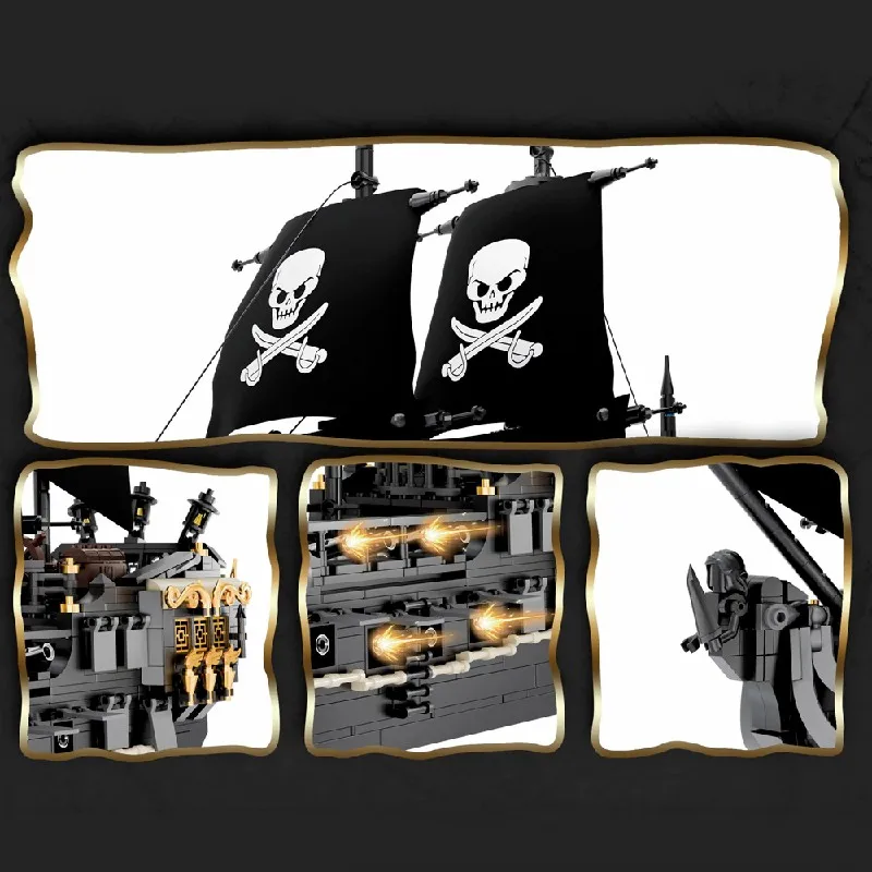 ชุดตัวต่อเรือโจรสลัดแบล็คเพิร์ล 1470 ชิ้น ของขวัญ ชุดประกอบเรือโจรสลัดแบบโมดูลาร์ ตัวต่อเรือโจรสลัด ชุดประกอบแบบจำลองสำหรับผู้ใหญ่ ของเล่น DIY ของขวัญ