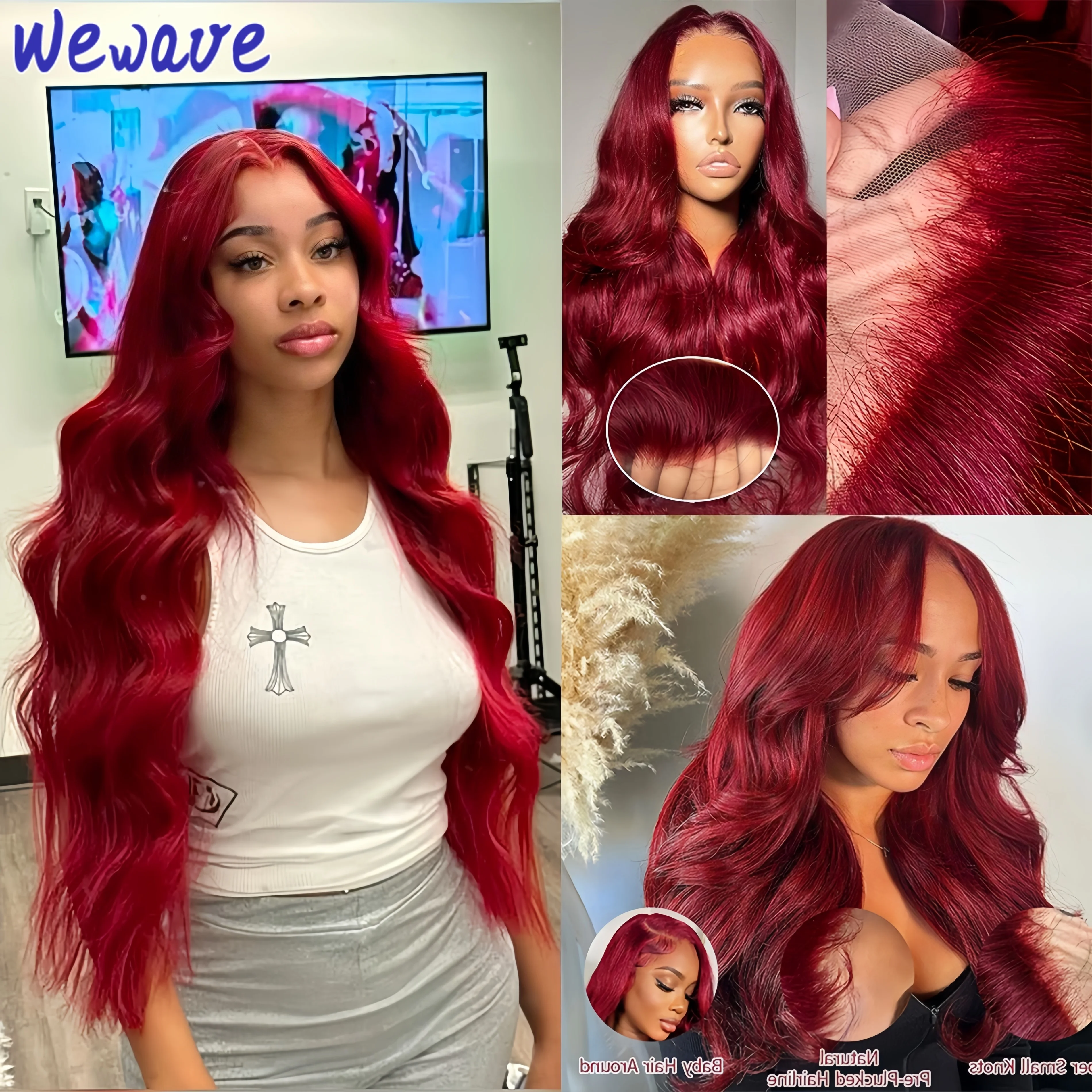 

Burgundy 13x6 Hd Lace Frontal Human Hair Wig Body Wave 99J Colored 13x4 Red Lace Front Loose Wave Pre Plucked Human Hair Wigs