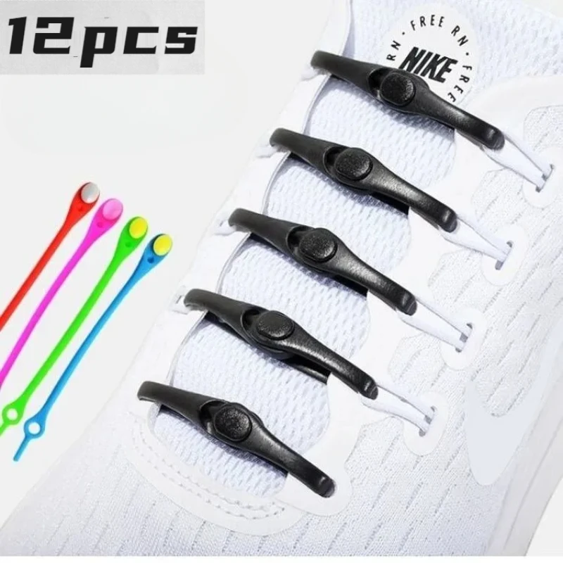 Silicone Shoelace Sneakers Laces Shoes Accessories Round Waterproof Elastic Shoelaces No Tie Lazy Shoe Laces No Laces