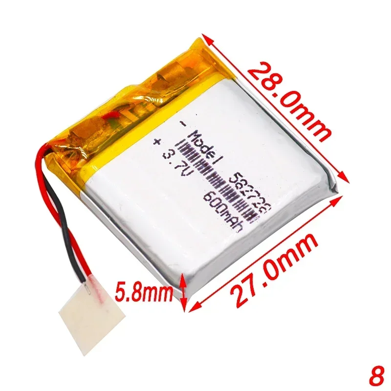 1-10pcs.3.7V 600mAh 582728 Lithium Polymer Li-Po li ion Rechargeable Battery Lipo cells For Bluetooth speaker PDA notebook GPS