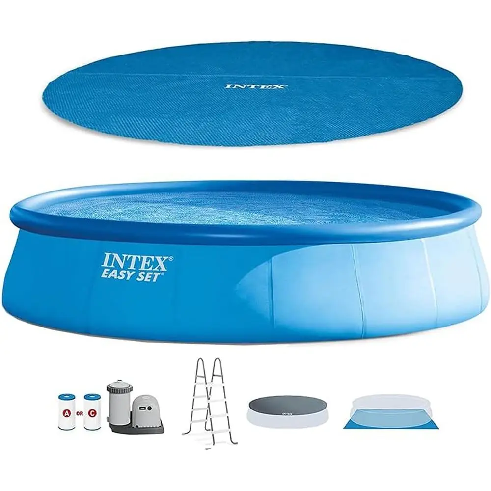 

Прямоугольный каркасный бассейн 18' x 48' с фильтрующим насосом 1500 GPH и лестницей, включая покрытие для бассейна