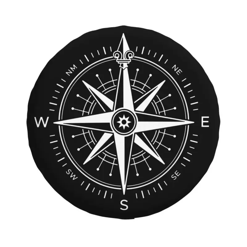 Custom Nautical Compass Tire Cover 4WD 4x4 Trailer Captain Anchor Boat Spare Wheel Protector for Jeep Wrangler 14