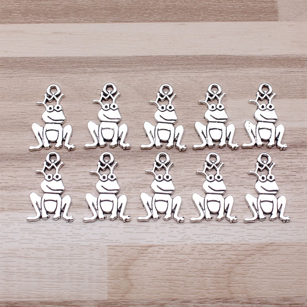 IFOCUS 10pcs/Lot Frog Prince Charms For DIY Jewelry Making Zinc Alloy 22x14mm/0.87x0.55inch