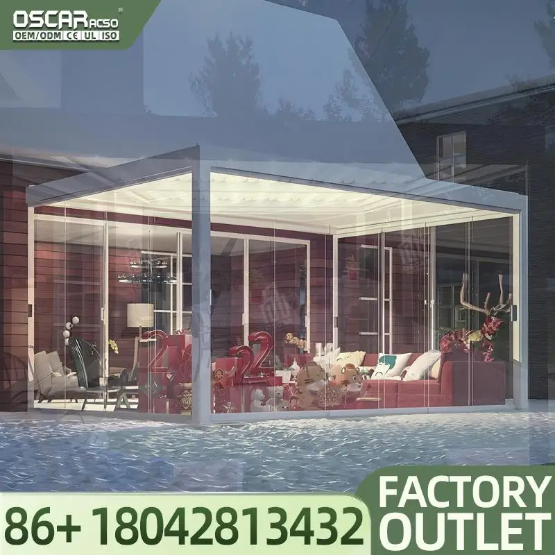 Fixed Adjustable Sun Shade Louver Automatic Ventilation Aluminum Sunshade Roof for Garden Patio Balcony Pergola