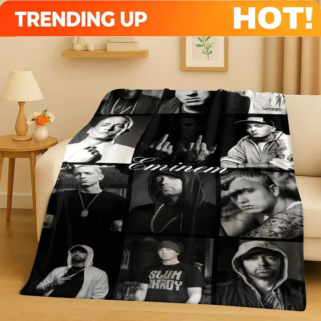 Customize 3D Rap God Eminem Hip-Hop Music Rapper Flannel Blanket,Soft Plush Throw for Home Bedroom Bed Sofa Cover Kid Gift Picni