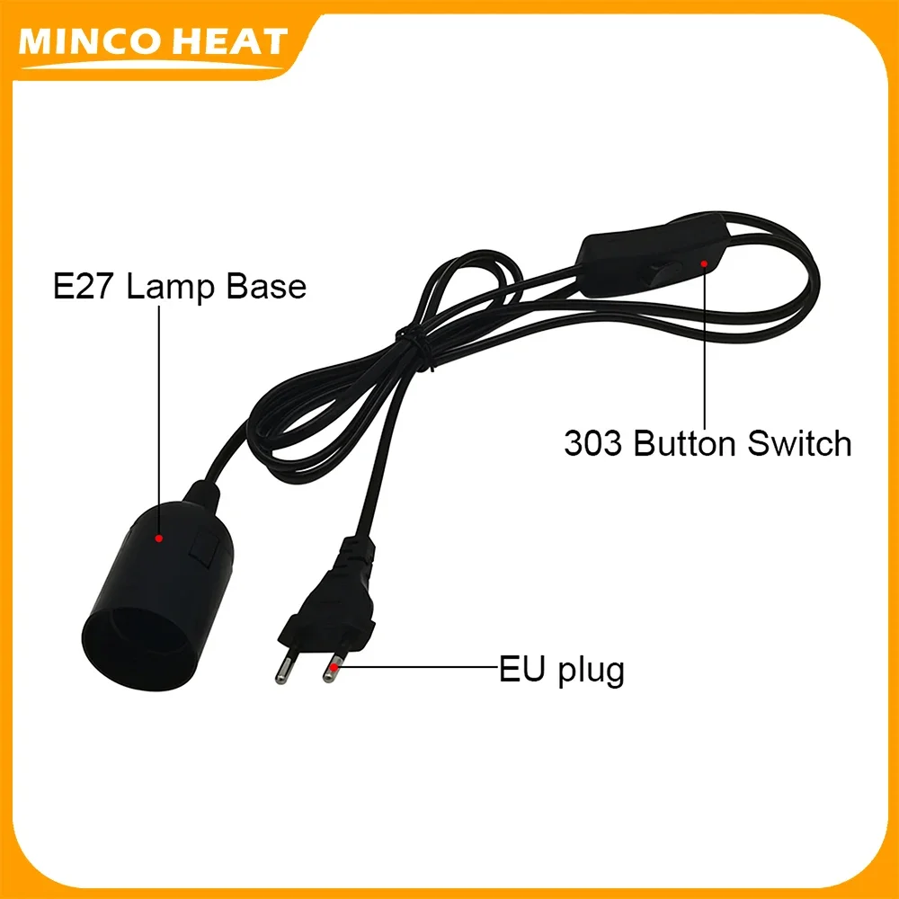 Minco Heat EU US Lamp Base E27 LED Light Fixture Lamp Bulb Socket Cord with On/Off Switch Extension Cord