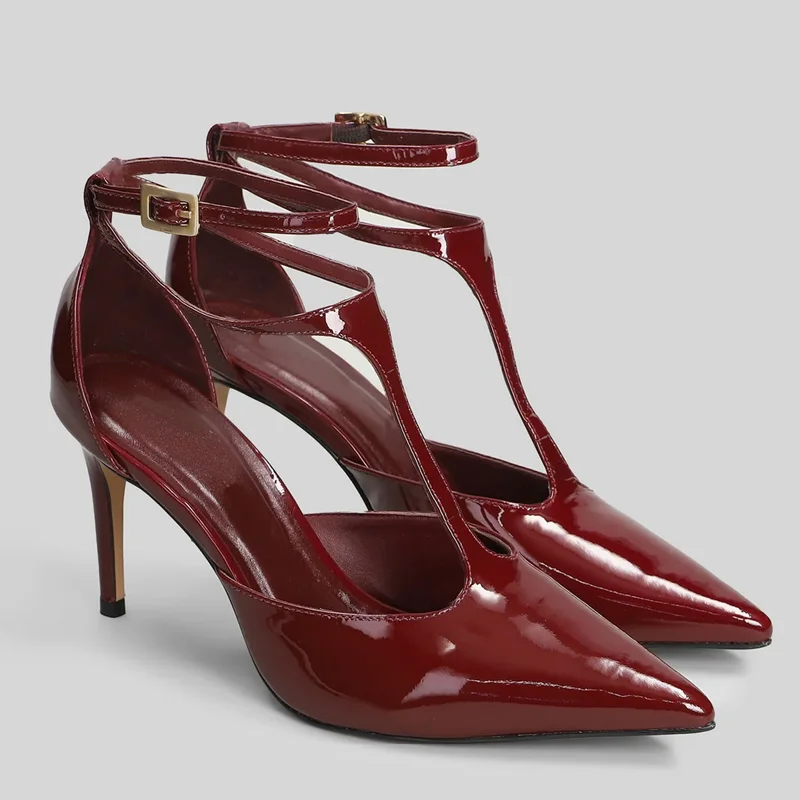 

Туфли-лодочки из лакированной кожи на каблуке с Т-образной завязкой, пикантные туфли на тонком каблуке с острым носком, новые поступления по индивидуальному заказу, модная женская современная обувь