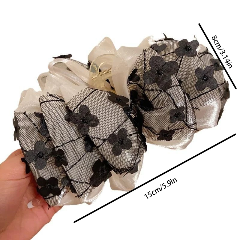 メッシュフラワーバブル大きなヘアクリップ女性のためのエレガントなハーククリップファッションガール弓ヘアクランプ