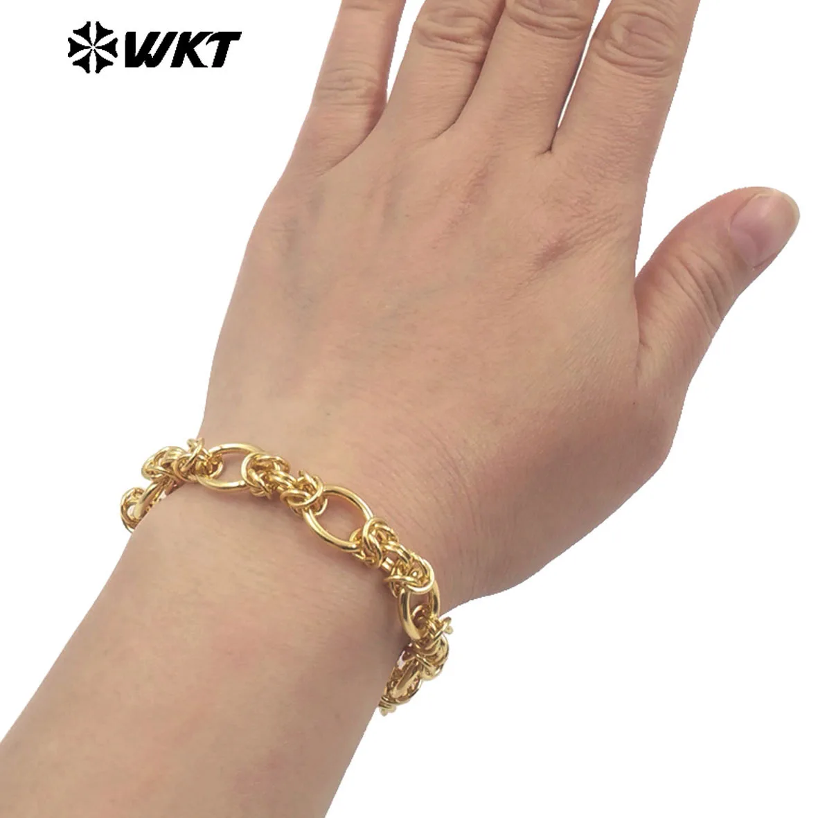 

WT-JF354 Оптовая продажа, устойчивый к потускнению, позолоченный браслет 18 карат, женские модные стили, желтые латунные металлические украшения, специальный дизайн