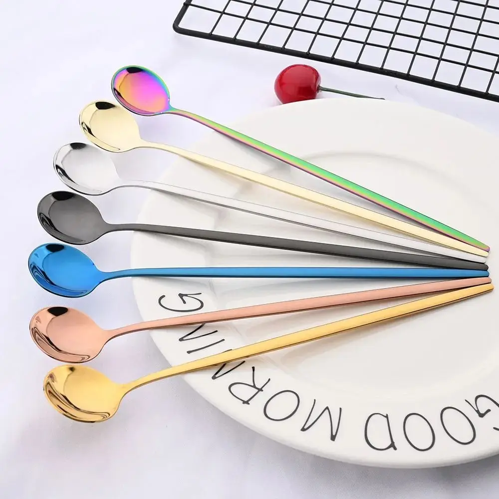 Stainless Steel Coffee Spoon Long Handle Ice Cream Scoop Stirring Spoon Tableware Juice Tea Spoons Tea Dessert Spoon