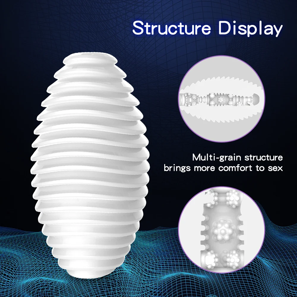 Men's Silicone Masturbation Cup Vagina Egg Penis Massage Adult Toy Stretchy Glans Exercise Blowjob Sex Toys for Men view 3