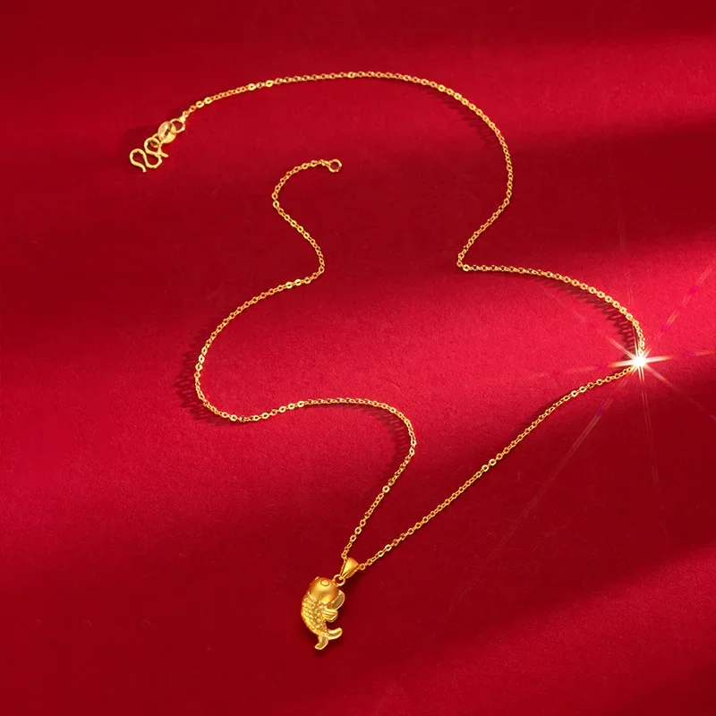 9999 oro reale 24K oro giallo collana clavicola Koi catena clavicola temperamento semplice