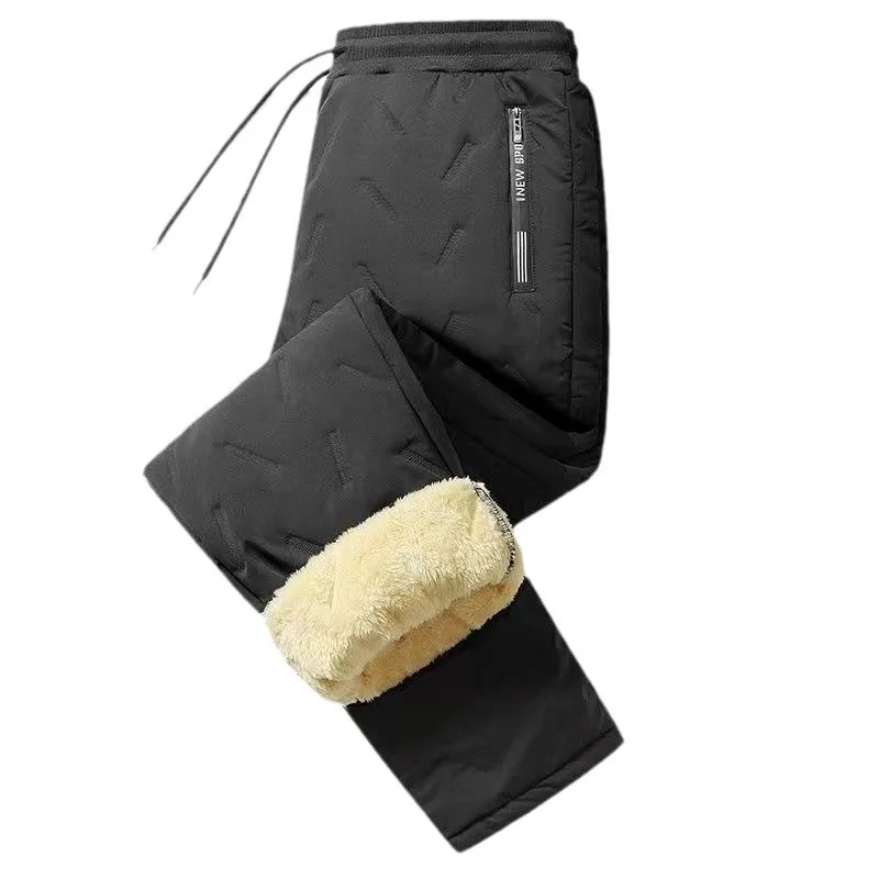 FL Winter Thickened Women Pants Long Warm Solid Color Straight Trousers Cold Resistance Ladies Plush Sports Long Drawstring Pant
