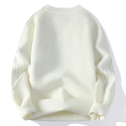 Camisola de gola alta de malha remendos masculina, suéteres casuais coreanos, pulôver solto, malhas quentes, outono, moda inverno