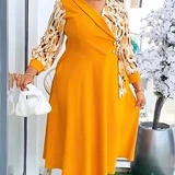 

Modern Style Long Sleeve African Print Women's Dress Cross-Border plus Size mid Waist Knitted A-Line Skirt Thick Fabric